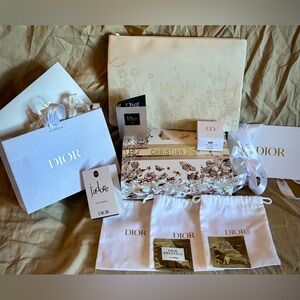 Dior-Large Raffia Cosmetic Bag Bundle-Includes Samples, Small Tote bags etc